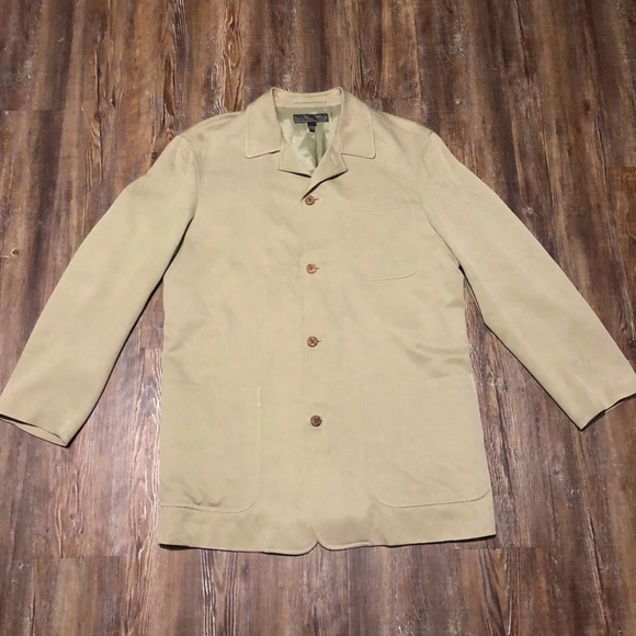 Tommy Bahama Coat Men's Small Silk Button Up Khaki Tan Island Soft Jacket - Picture 1 of 7